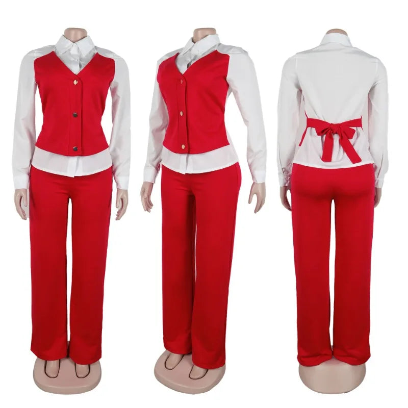 NastyENF Fundamental Elegant Vest Style Top and Wide Leg Pants Set