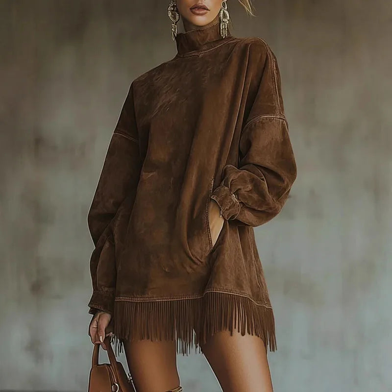 NastyENF Casualties Vintage Suede A-Line Dress with Tassel Hem