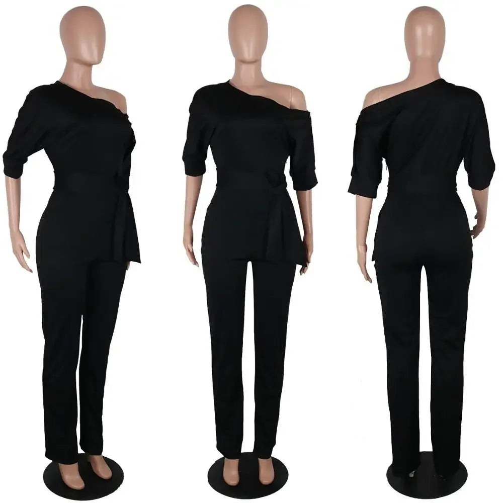 NastyENF Busy Signals Sexy Jumpsuit with Half Sleeve and Pockets