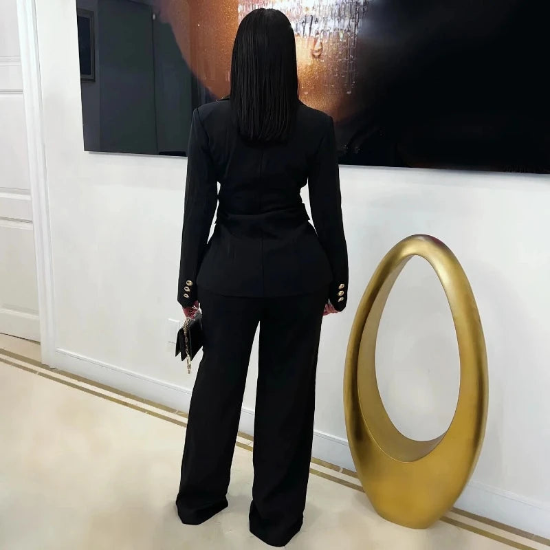 NastyENF Open For Business Sexy Two Piece Blazer and Wide Leg Pants Set