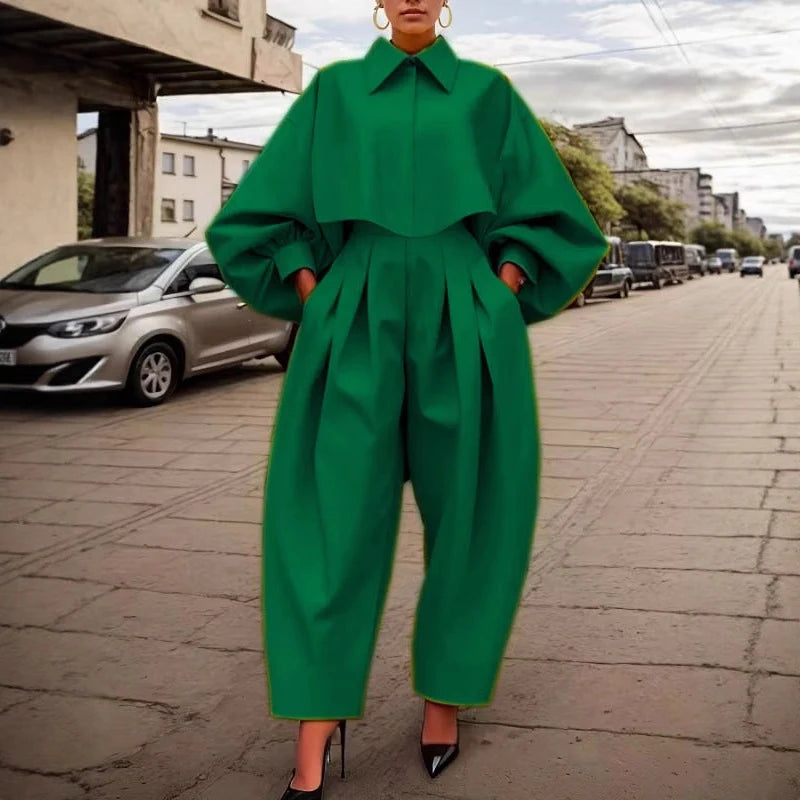 NastyENF Emerald City Button Up Shirt with Pleated Pants