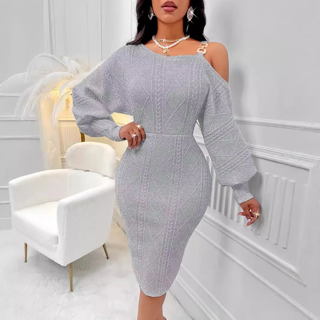 NastyENF Edgy Puff Sleeve One Shoulder Bodycon Dress