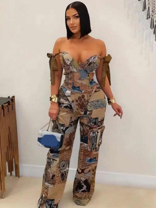 NastyENF Photogenic Printed Two Piece Set with Corset Ties