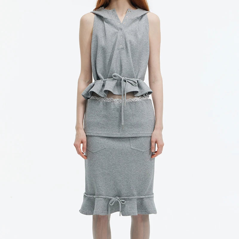 NastyENF Comfort Zone Trendy Two-piece Hooded Skirt Set