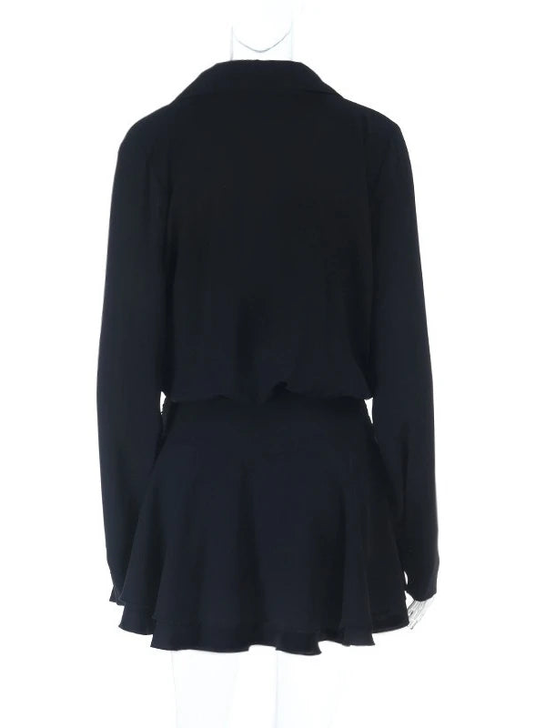 NastyENF Sassiness Sexy Tie-up Long Sleeve A Line Mini Dress