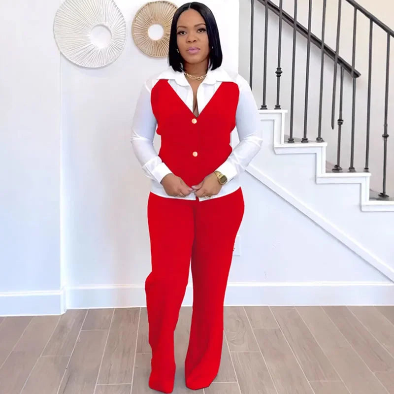 NastyENF Fundamental Elegant Vest Style Top and Wide Leg Pants Set