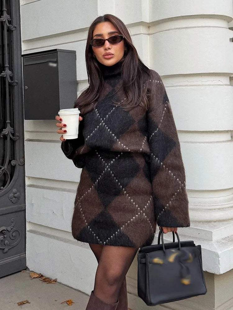 NastyENF Sweater Weather Knittted Long Sleeve Mini Skirt Set