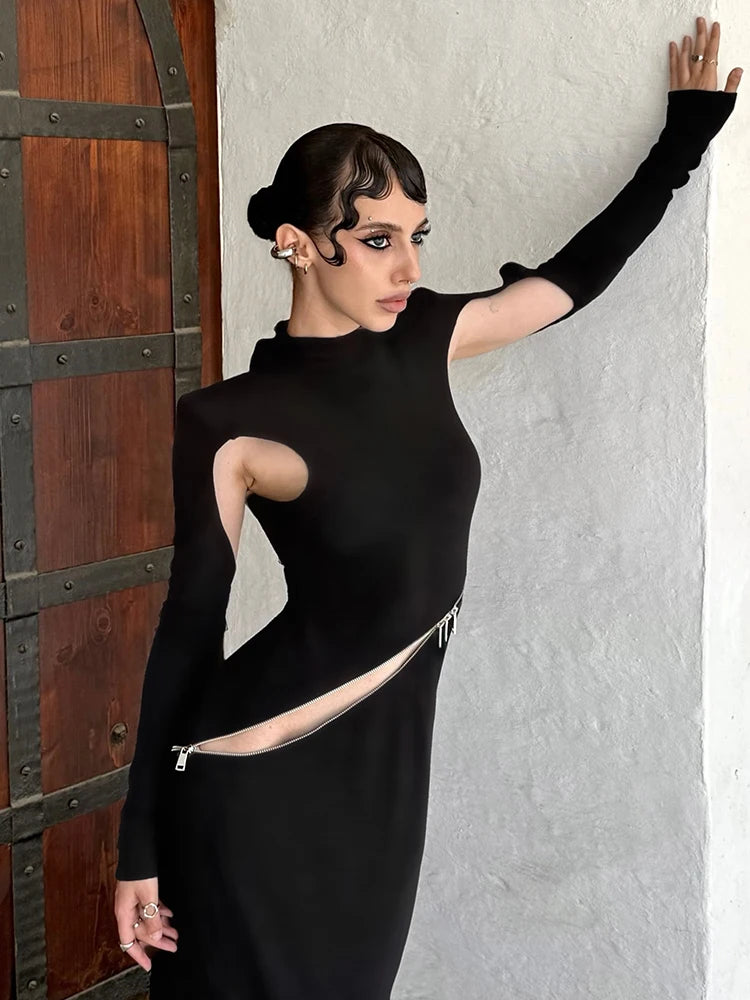 NastyENF Unfiltered Sexy Zipper Patchwork Dress