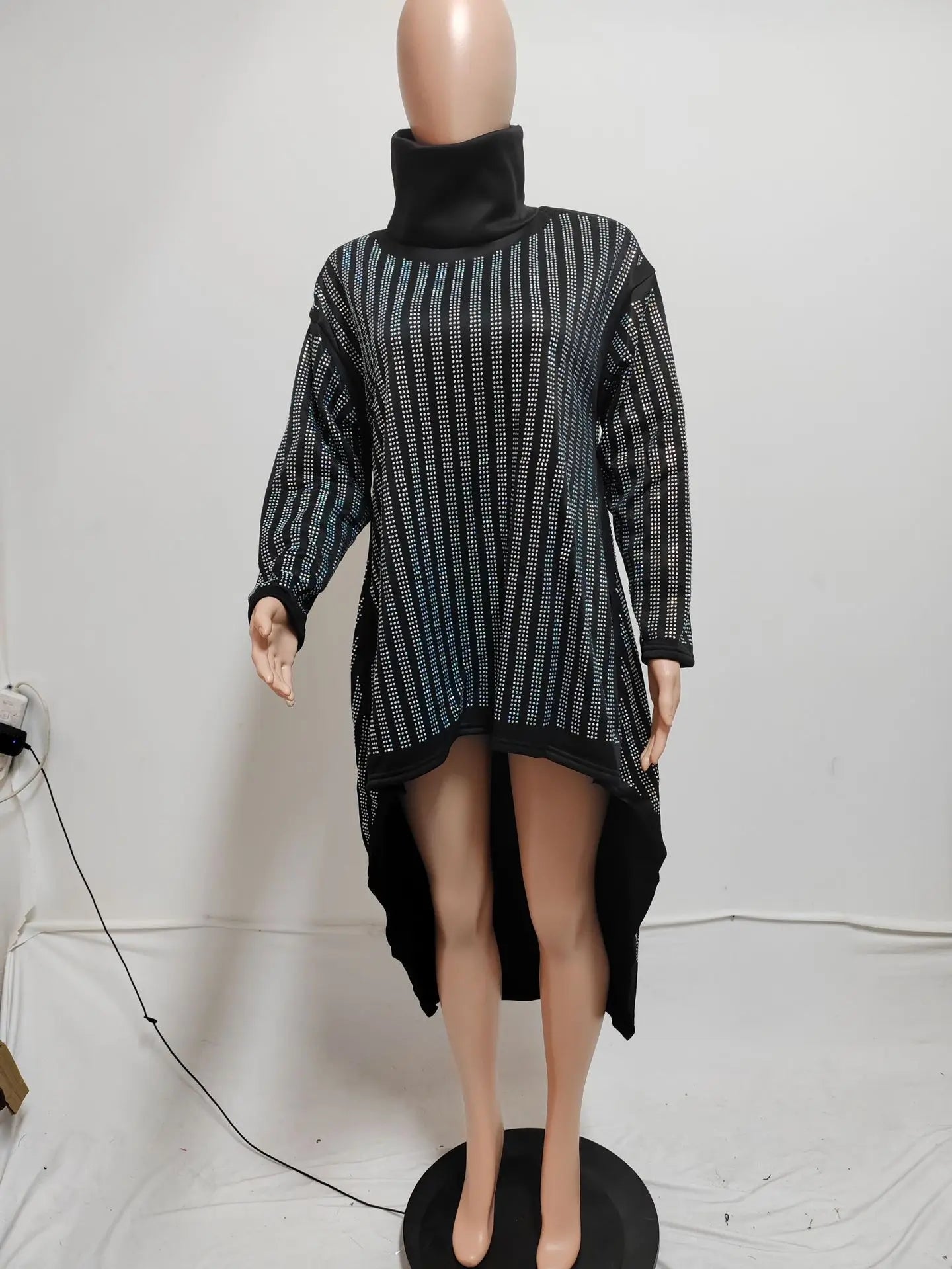 NastyENF Capable Turtleneck Hi-Lo Dress with Rhinestone detail