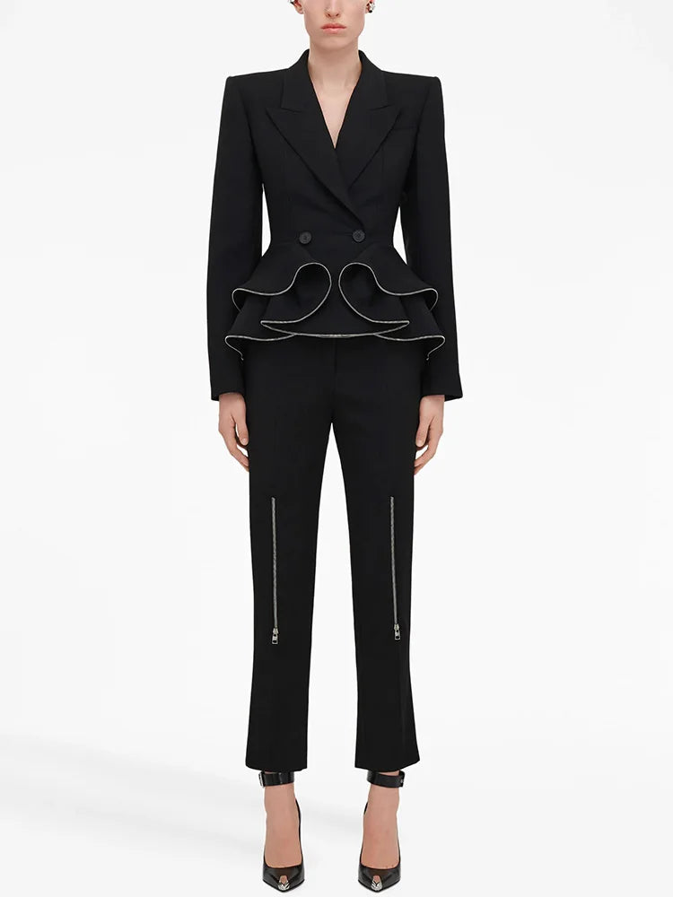 NastyENF Zipped High Fashion Designer Suit Set with Ruffles