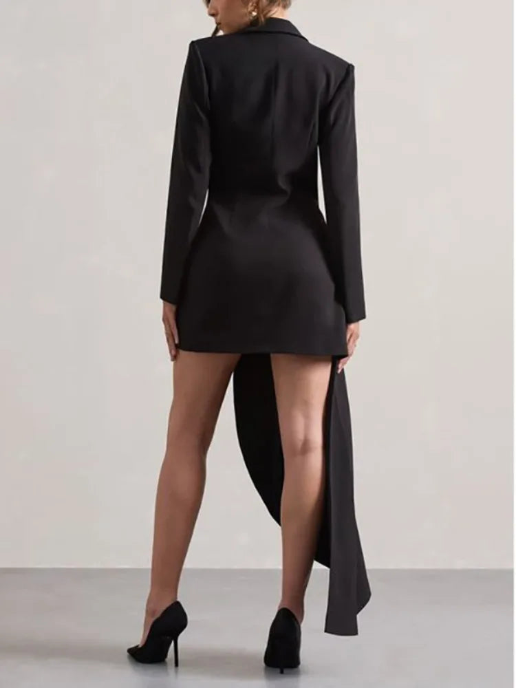 NastyENF Sidepiece Asymmetrical Notched Collar Blazer Mini Dress