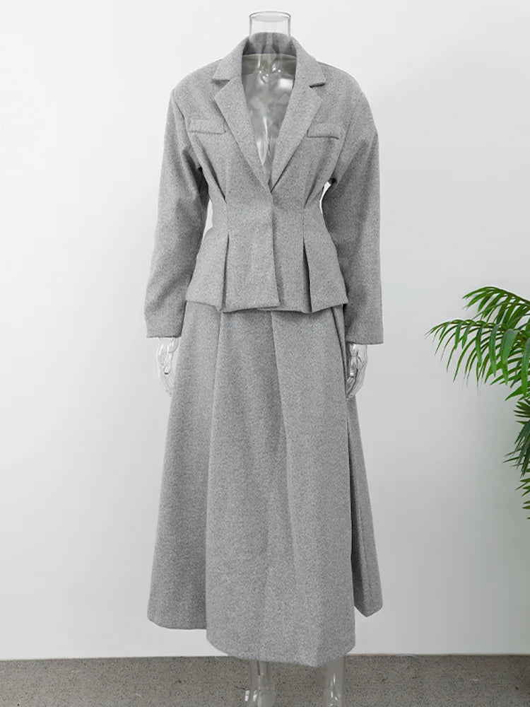 NastyENF Engaged Casual Suit with Jacket and A-line Pleated Skirt