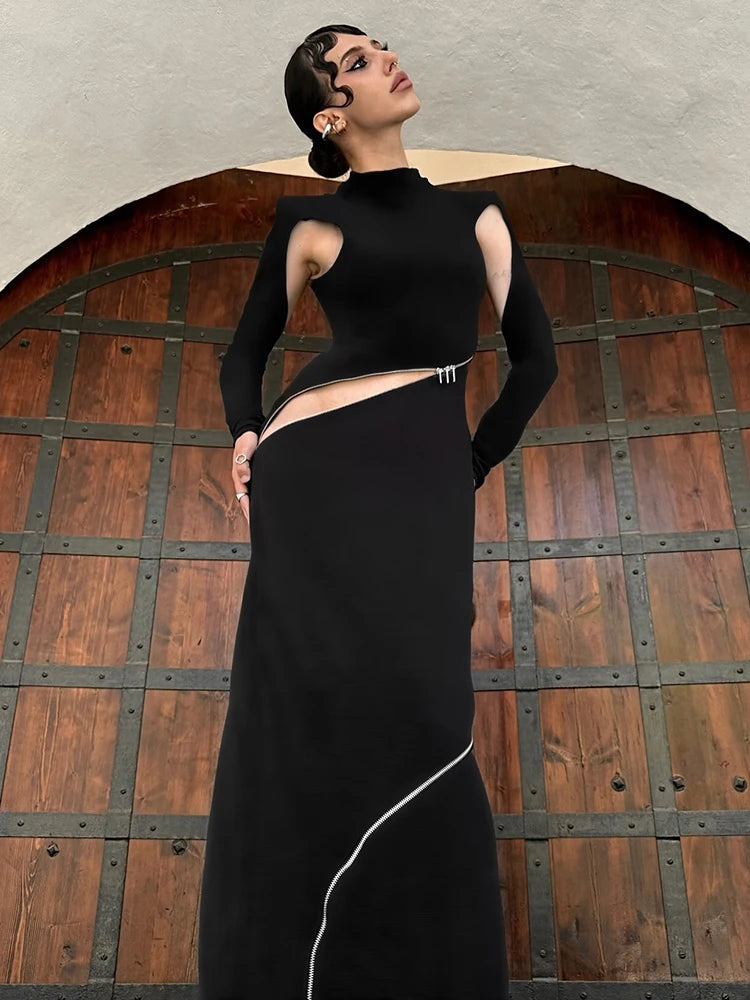 NastyENF Unfiltered Sexy Zipper Patchwork Dress