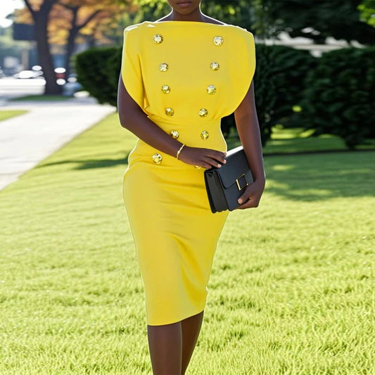 NastyENF Maritime Sleeveless Bodycon Midi Dress with Button Detail