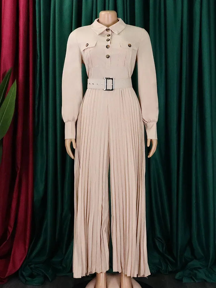 NastyENF Pleat the Fifth Jumpsuit with Belt and Pleated Bottom