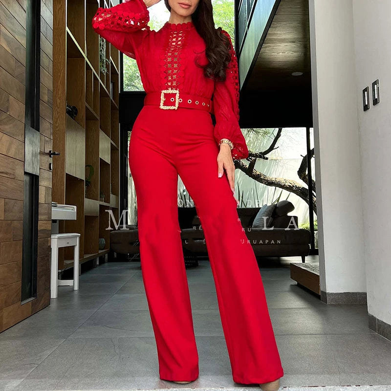 NastyENF Jump On It Lace Patchwork Long Sleeved Banquet Jumpsuit