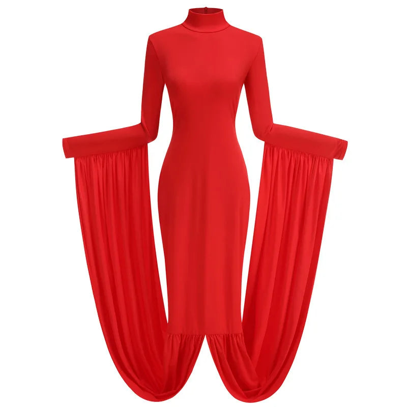 NastyENF Shredded Stand Collar Full Sleeved High End Party Dress