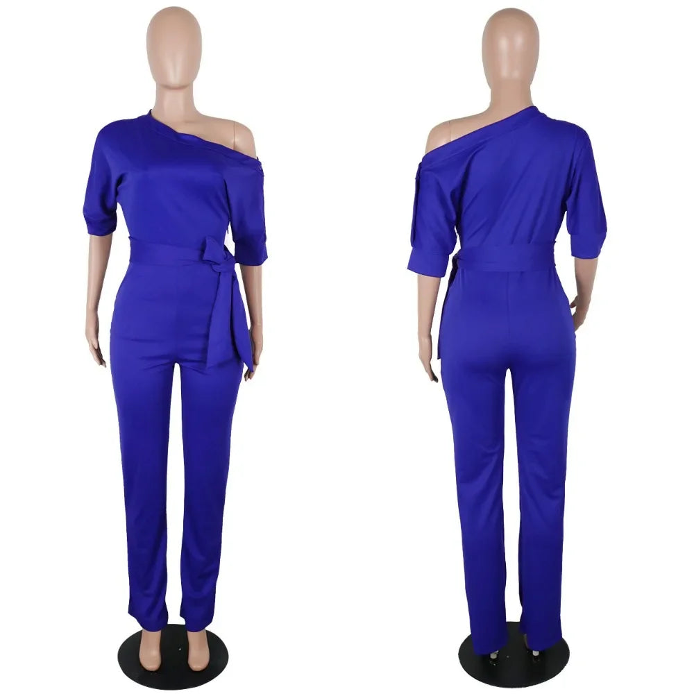 NastyENF Busy Signals Sexy Jumpsuit with Half Sleeve and Pockets