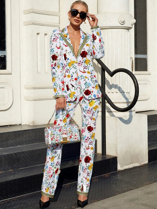 NastyENF Ingrown Luxury Printed Blazer Pantsuit