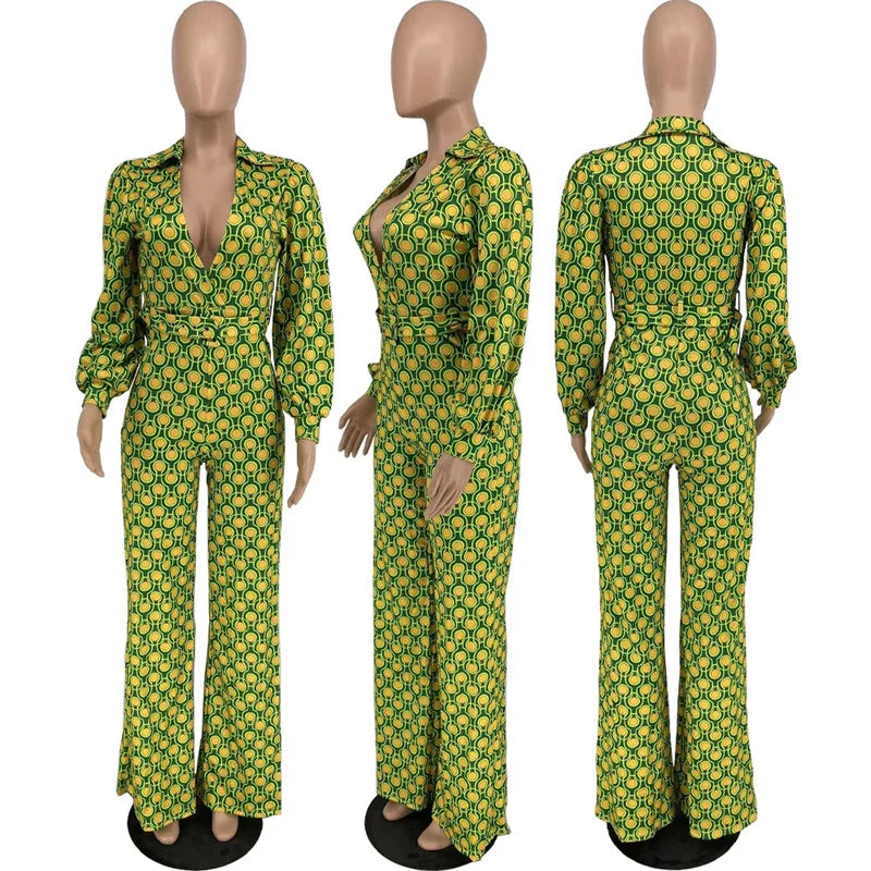 NastyENF Feverish Plaid Print Jumpsuit with Deep V-neck and Wide Leg