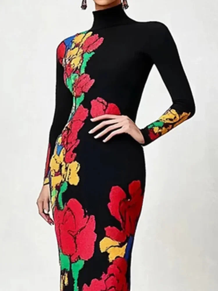 NastyENF In Bloom Multi-Colored Floral Printed Evening Dress