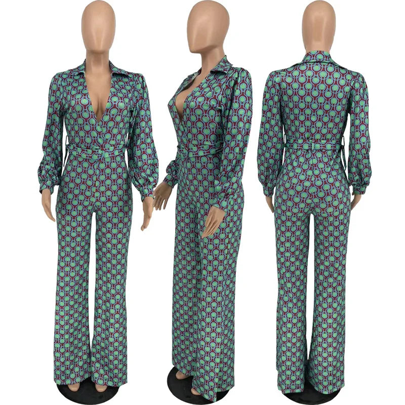 NastyENF Feverish Plaid Print Jumpsuit with Deep V-neck and Wide Leg