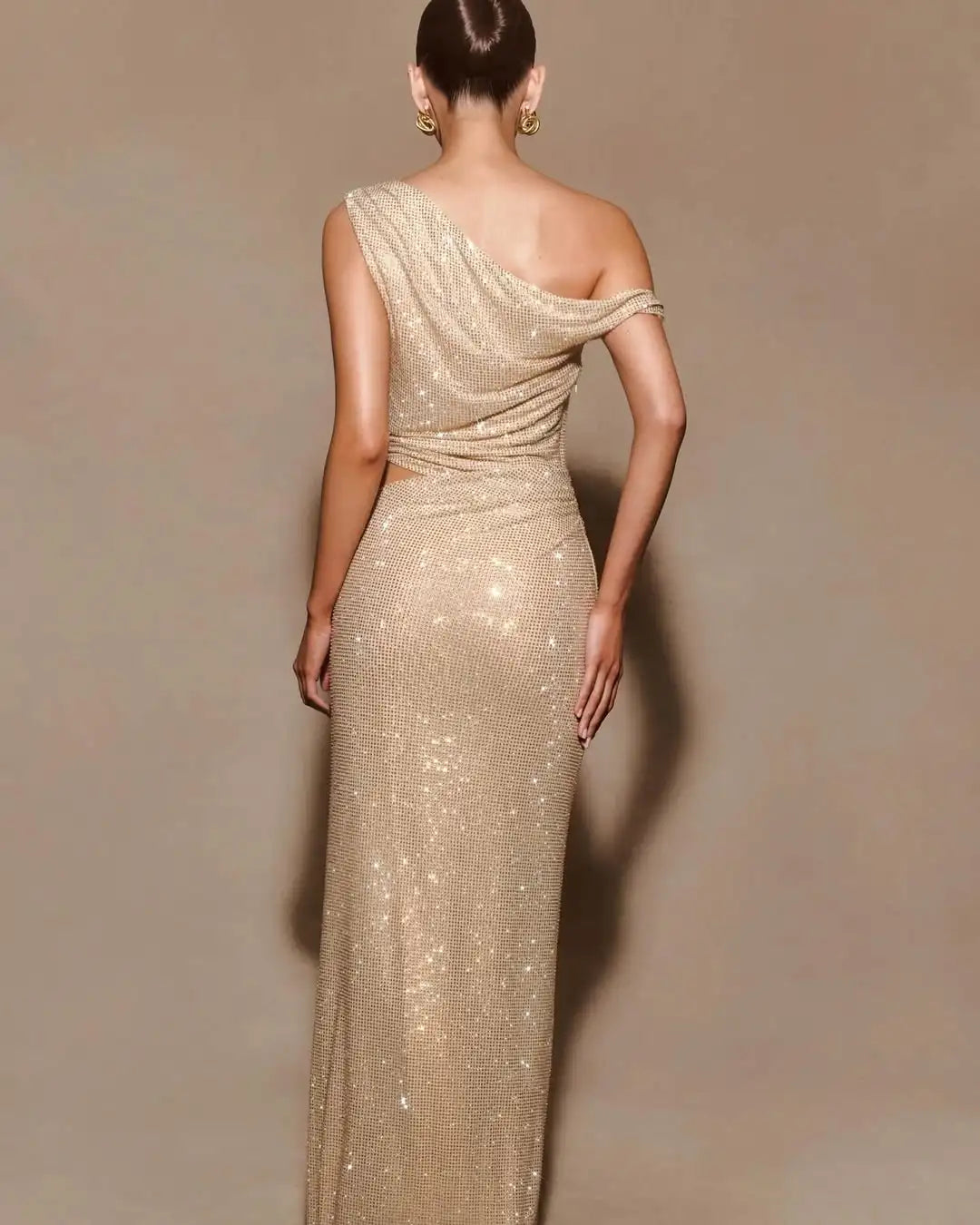 NastyENF Prosperous Luxury Diamond and Mesh Gown with Cutout detail