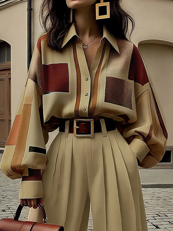 NastyENF Squared Away 2 Piece Set with Puff Sleeve Shirt and Wide Leg Pleated Pants