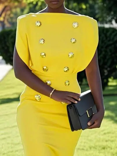 NastyENF Maritime Sleeveless Bodycon Midi Dress with Button Detail