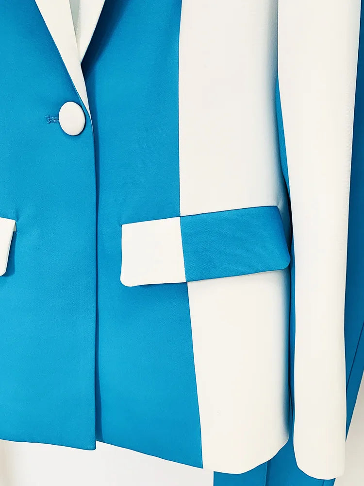 NastyENF Blocked Contrast Color Block Blazer and Pencil Pants