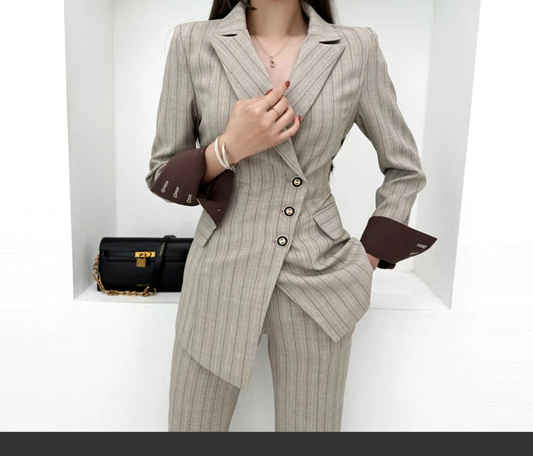 NastyENF Disorderly Elegant Two Piece Set with Long Sleeve Suit Jacket & Pants