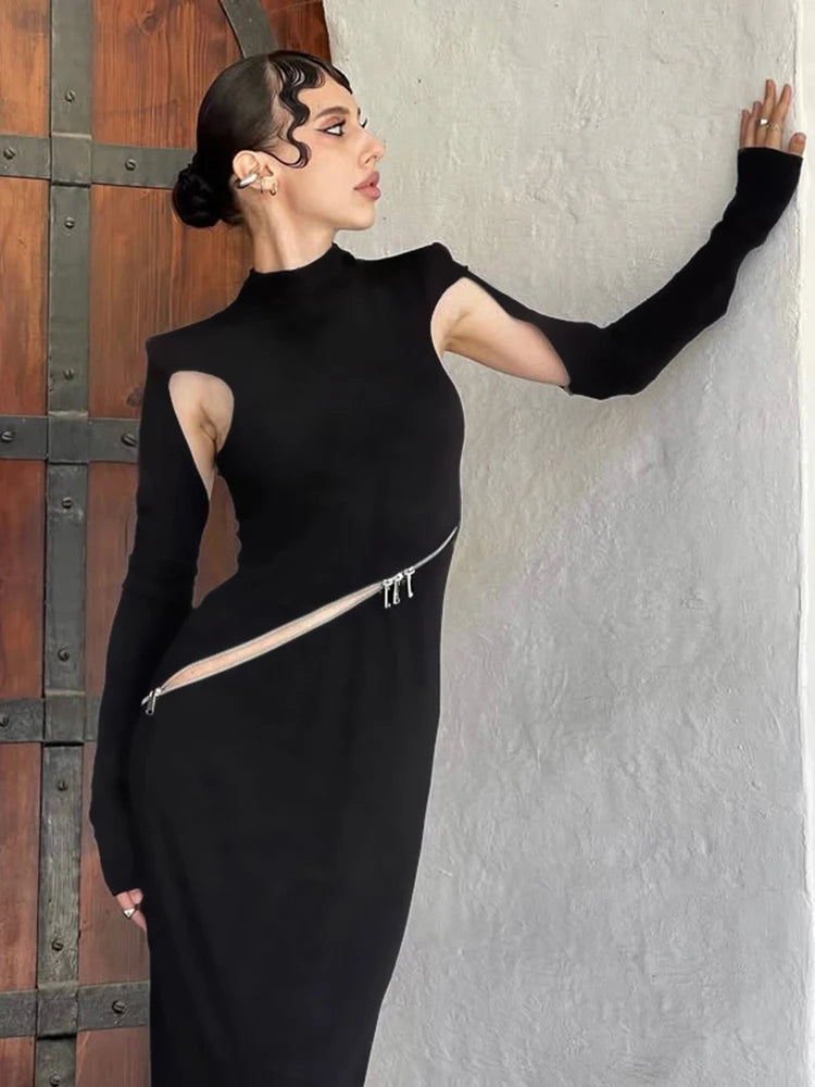 NastyENF Unfiltered Sexy Zipper Patchwork Dress