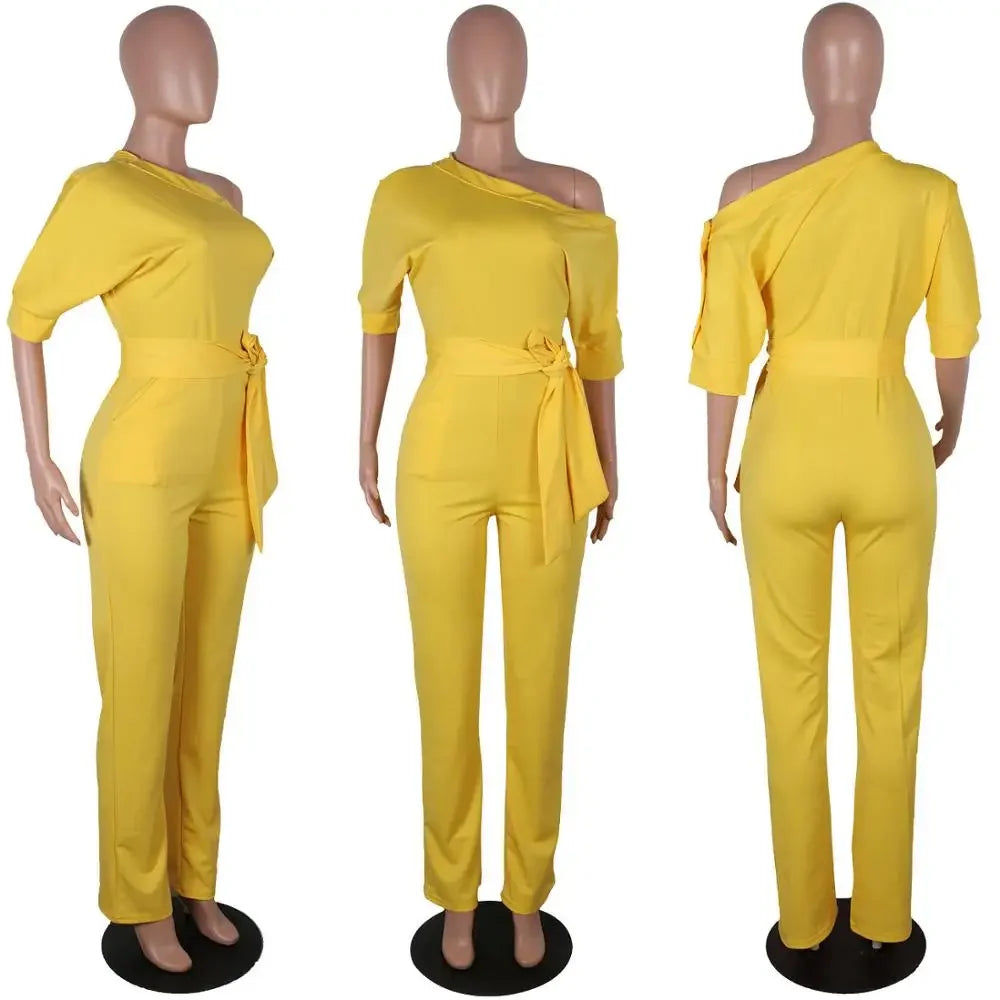 NastyENF Busy Signals Sexy Jumpsuit with Half Sleeve and Pockets