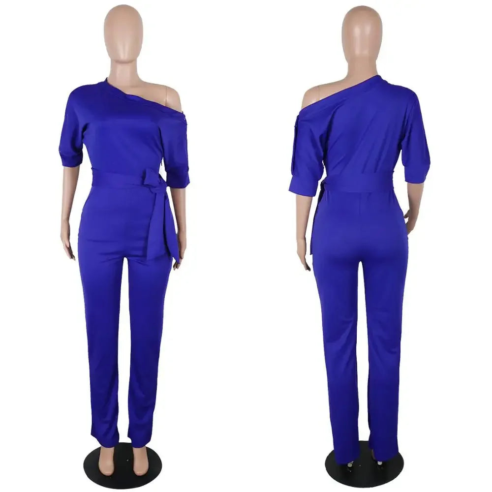 NastyENF Busy Signals Sexy Jumpsuit with Half Sleeve and Pockets