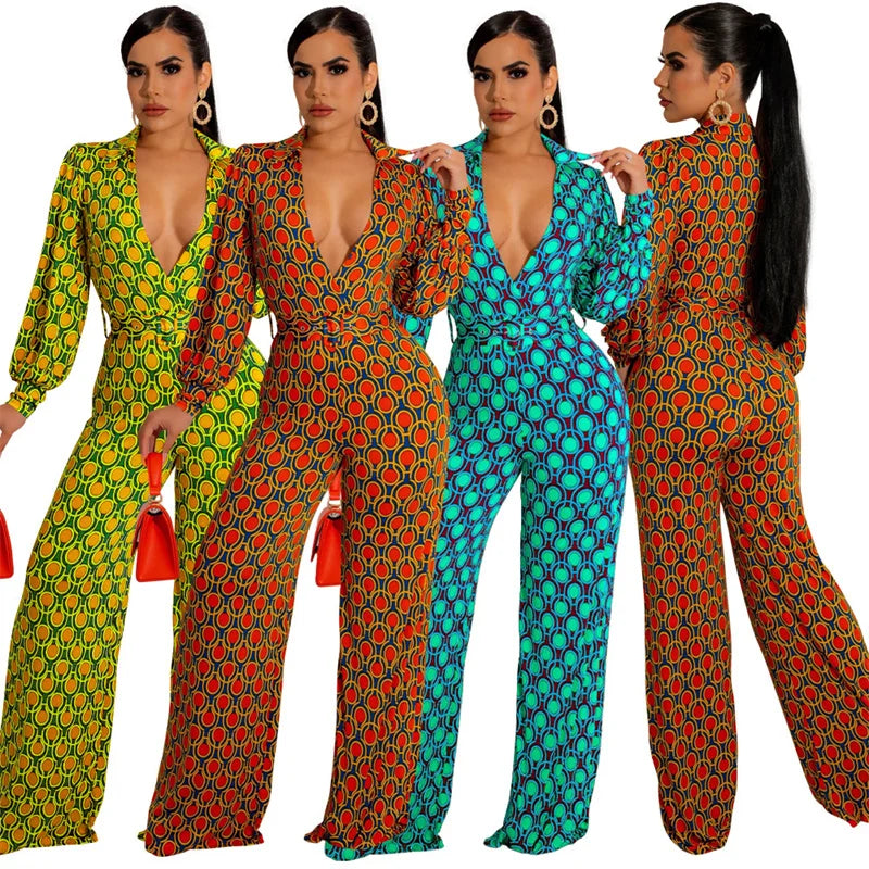 NastyENF Feverish Plaid Print Jumpsuit with Deep V-neck and Wide Leg