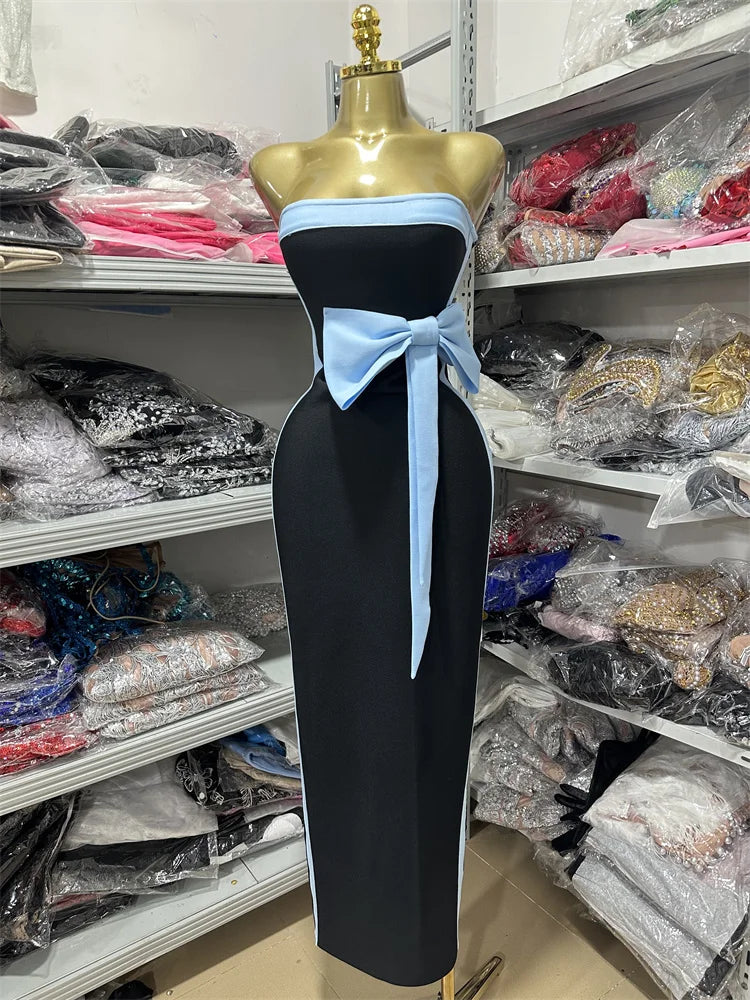 NastyENF Presenting Sexy Off ShoulderBodycon Dress with Bow