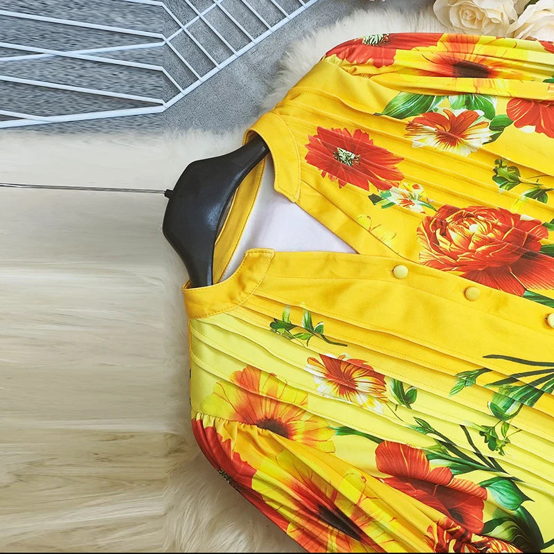 NastyENF Up and Coming Sexy Floral Print Two Piece Set with Lantern Sleeve