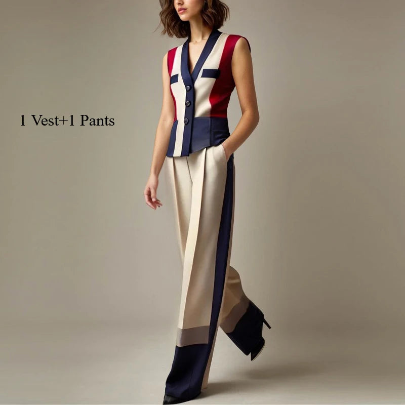 NastyENF Ascension Colorblocked Set with Vest and Long Wide Leg Pant