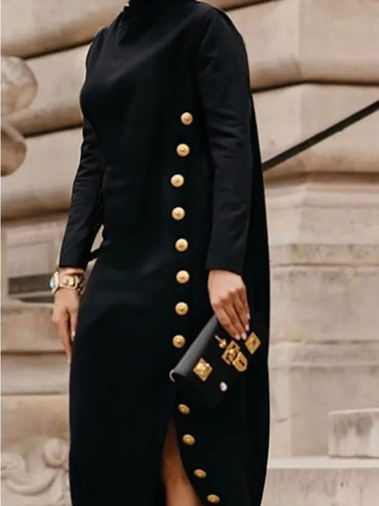 NastyENF Presedential Split-Side High Neck Maxi Dress