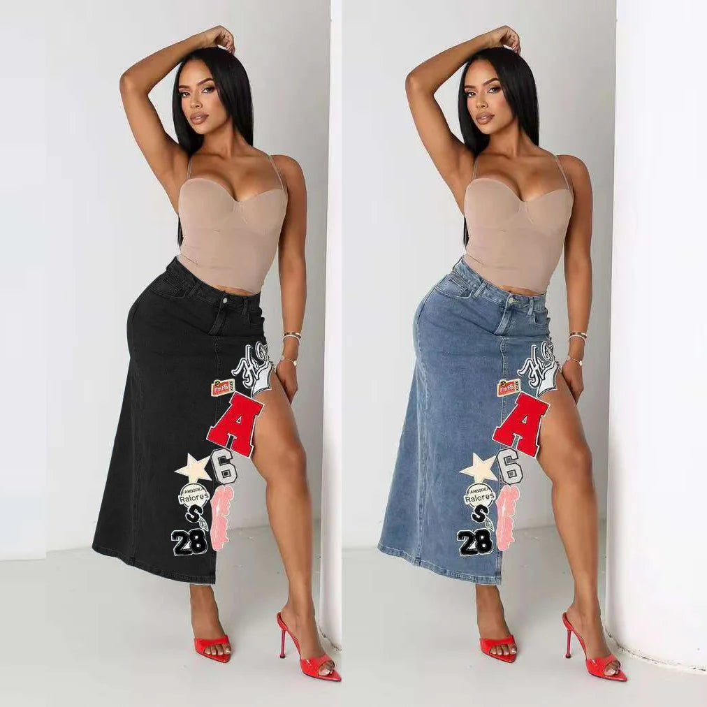 NastyENF Teachers Pet Cargo Pocket Maxi Denim Skirts
