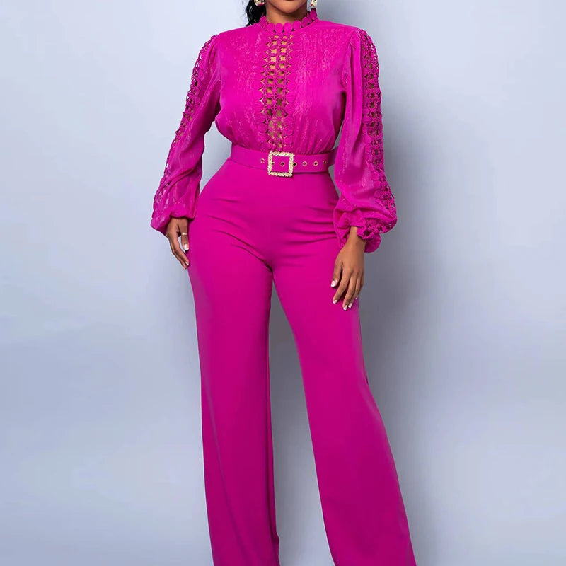 NastyENF Jump On It Lace Patchwork Long Sleeved Banquet Jumpsuit