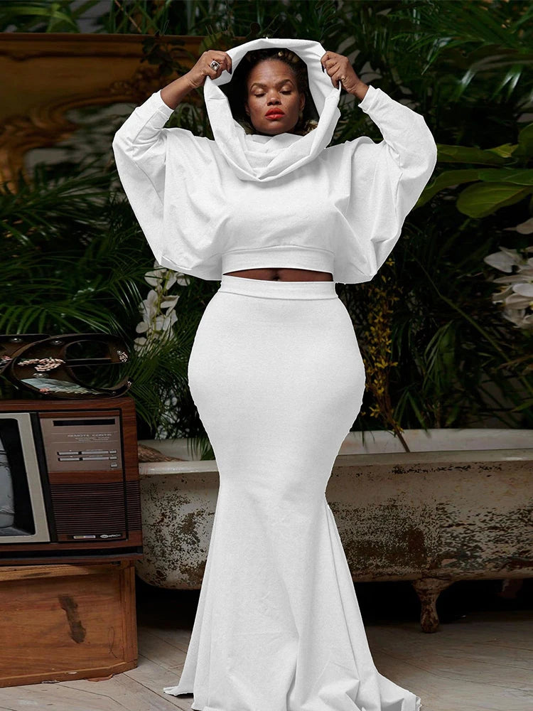 NastyENF Crown Me Sexy Skirt Set with Long Sleeve Hoodie