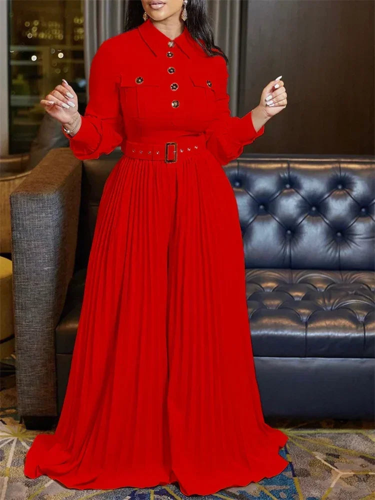 NastyENF Pleat the Fifth Jumpsuit with Belt and Pleated Bottom