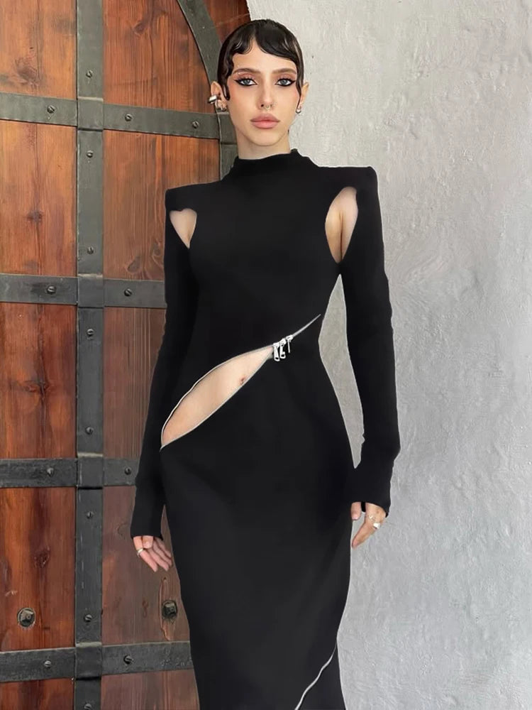 NastyENF Unfiltered Sexy Zipper Patchwork Dress