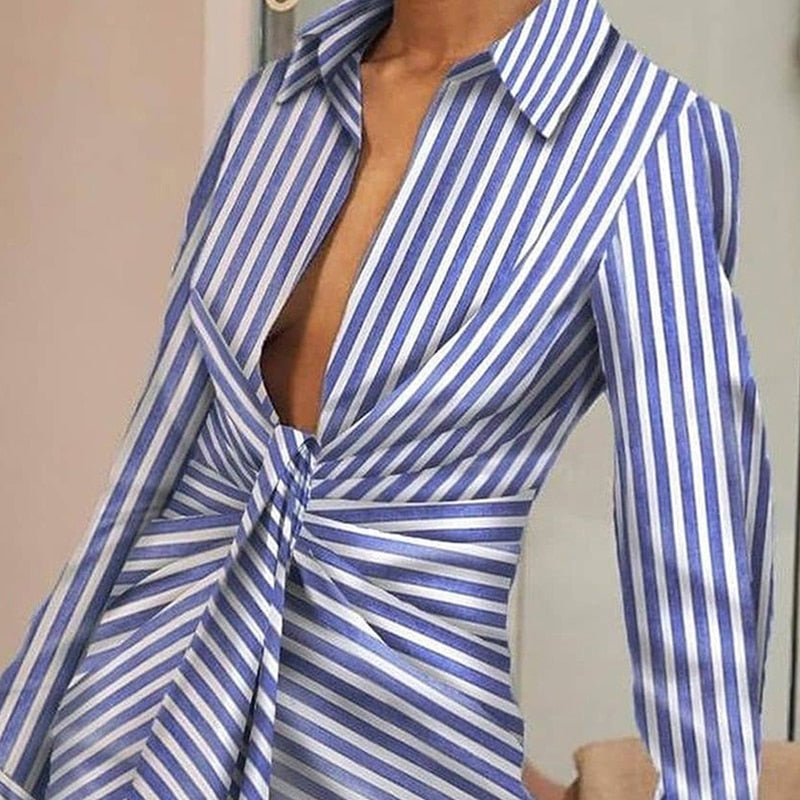 NastyENF Get in LIne Casual Striped Shirt Dress