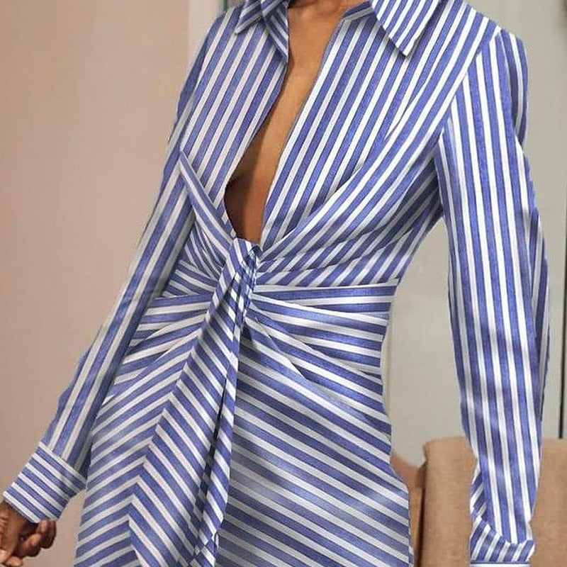 NastyENF Get in LIne Casual Striped Shirt Dress