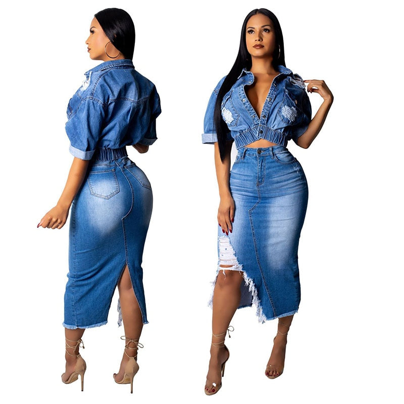 NastyENF Humpdays Sexy Denim Skirt Set