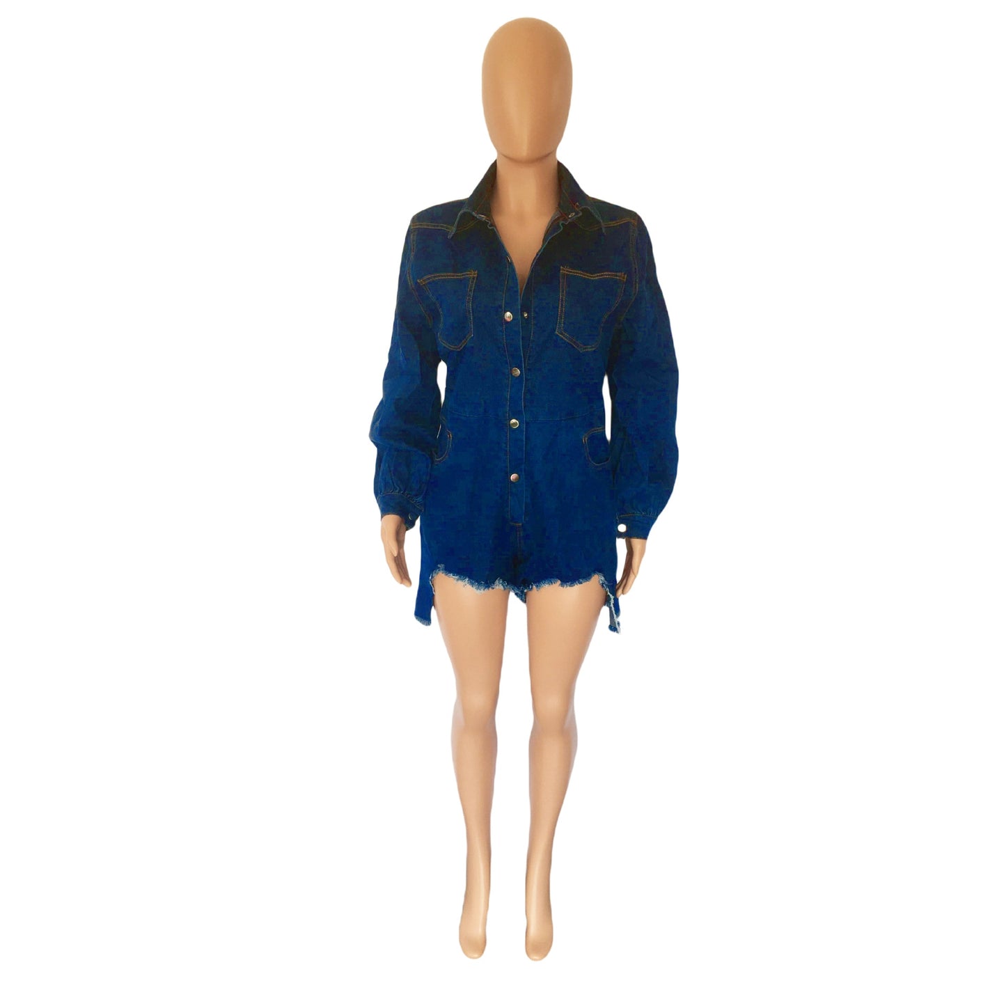 NastyENF Gifted Denim Romper with Bow Tie