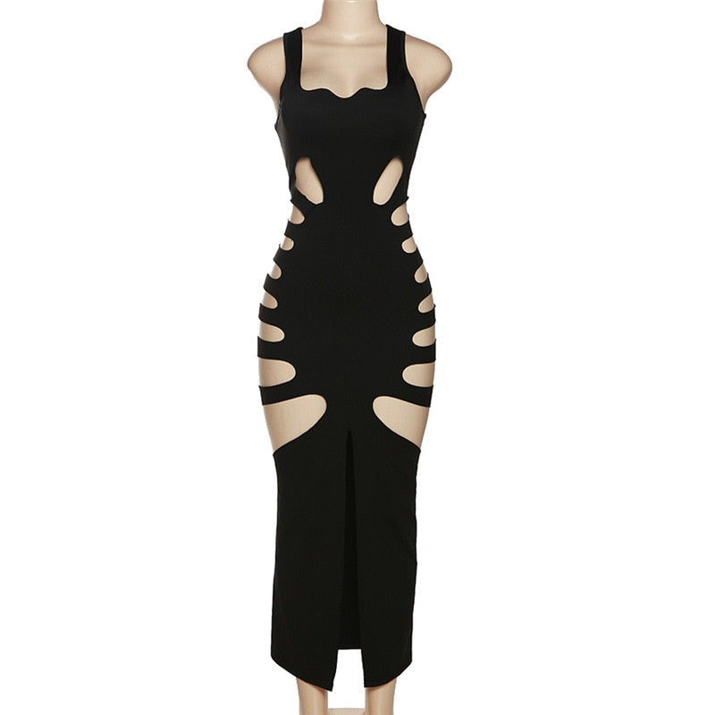 NastyENF Entangled Sexy Symmetrical Bodycon Maxi Dress