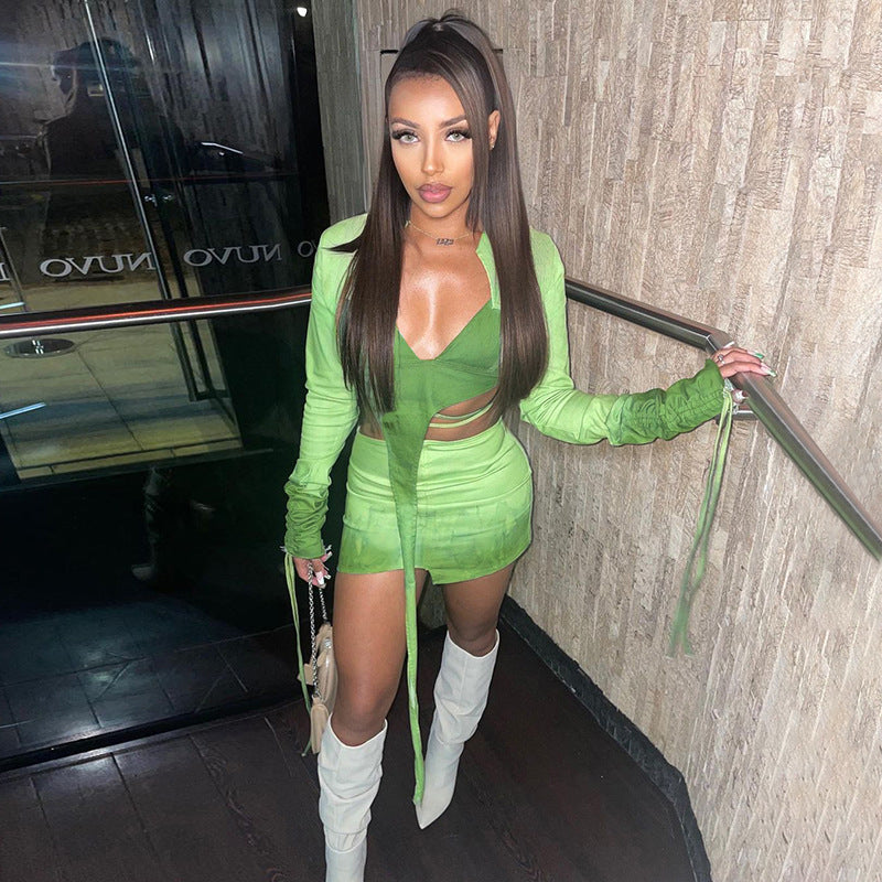 NastyENF Green with Envy Crop Top and Mini Skirt